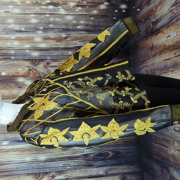 Sandy Starkman sz L Extremely Rare 100% Silk Button Down Sheer Beaded Blouse - Picture 6 of 9